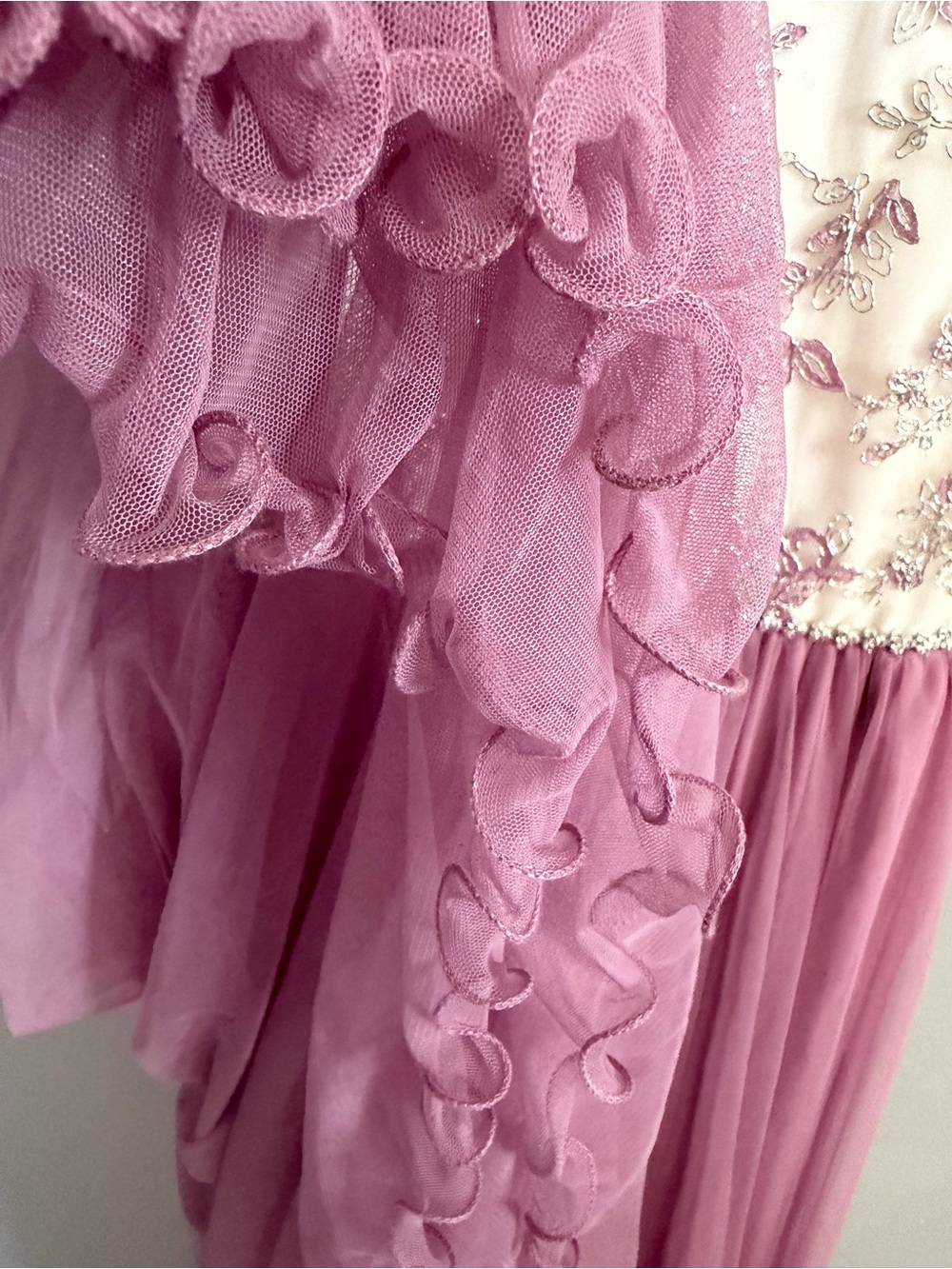 Speechless Mauve Tulle & Ivory Floral Girls' Dress - Picture 7 of 10